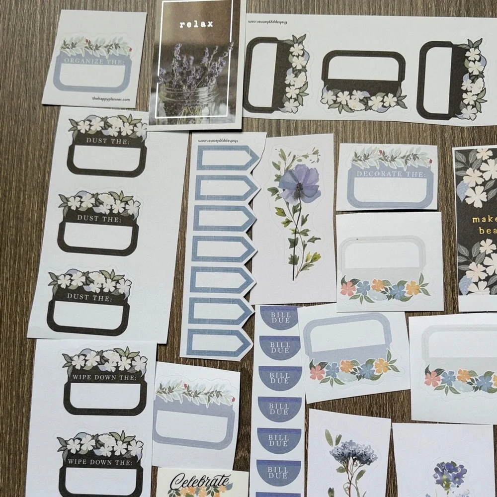 ❤️$5 Blue Hue Florals Not So Mystery Happy Planner Sticker Set